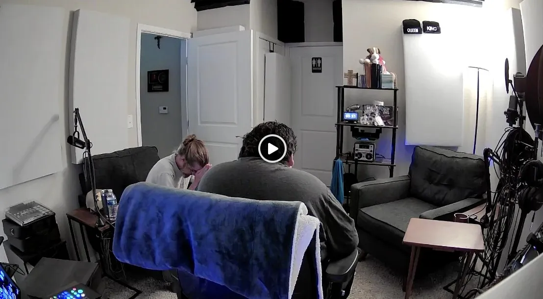 Screenshot of a video call from the Vision2Life Media studio