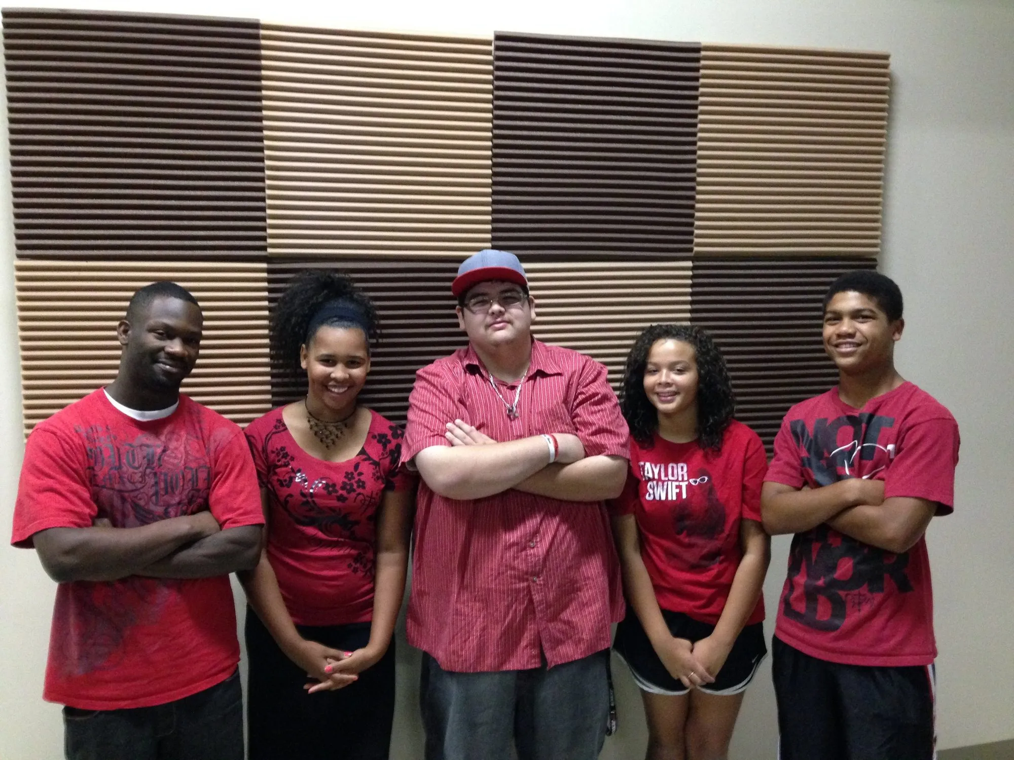 The Young Rebels leaders in matching red shirts