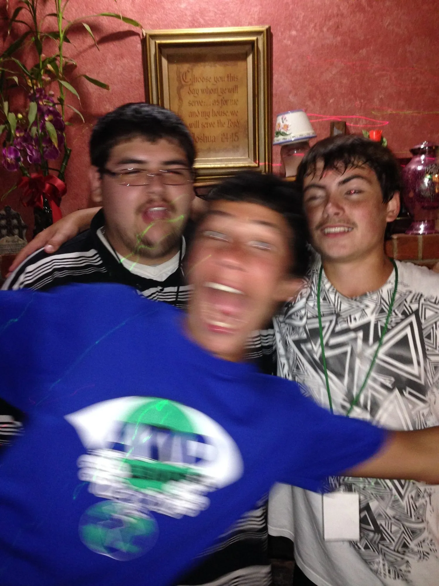 Two teens goofing around together