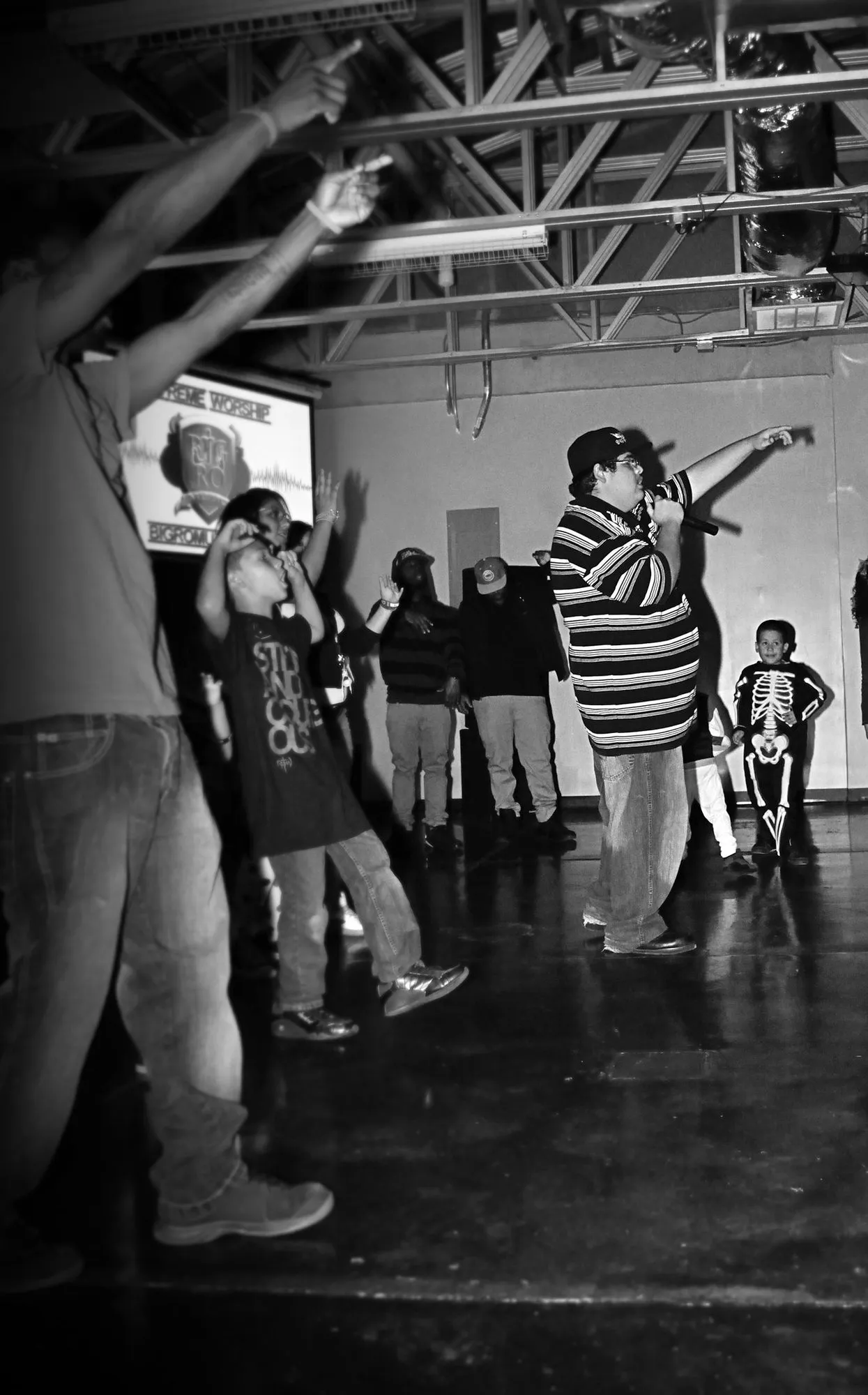 Black-and-white photo from a Young Rebels concert