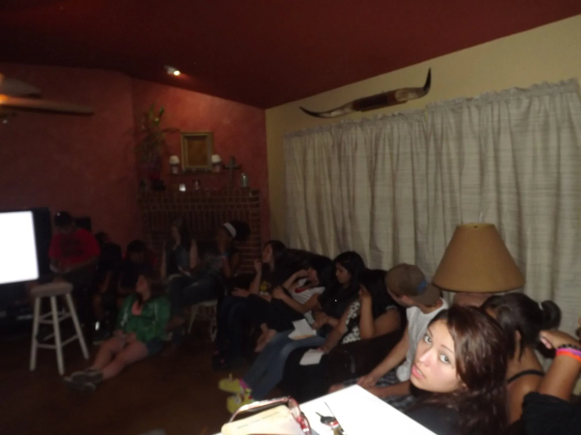 Teens gathered in the living room
