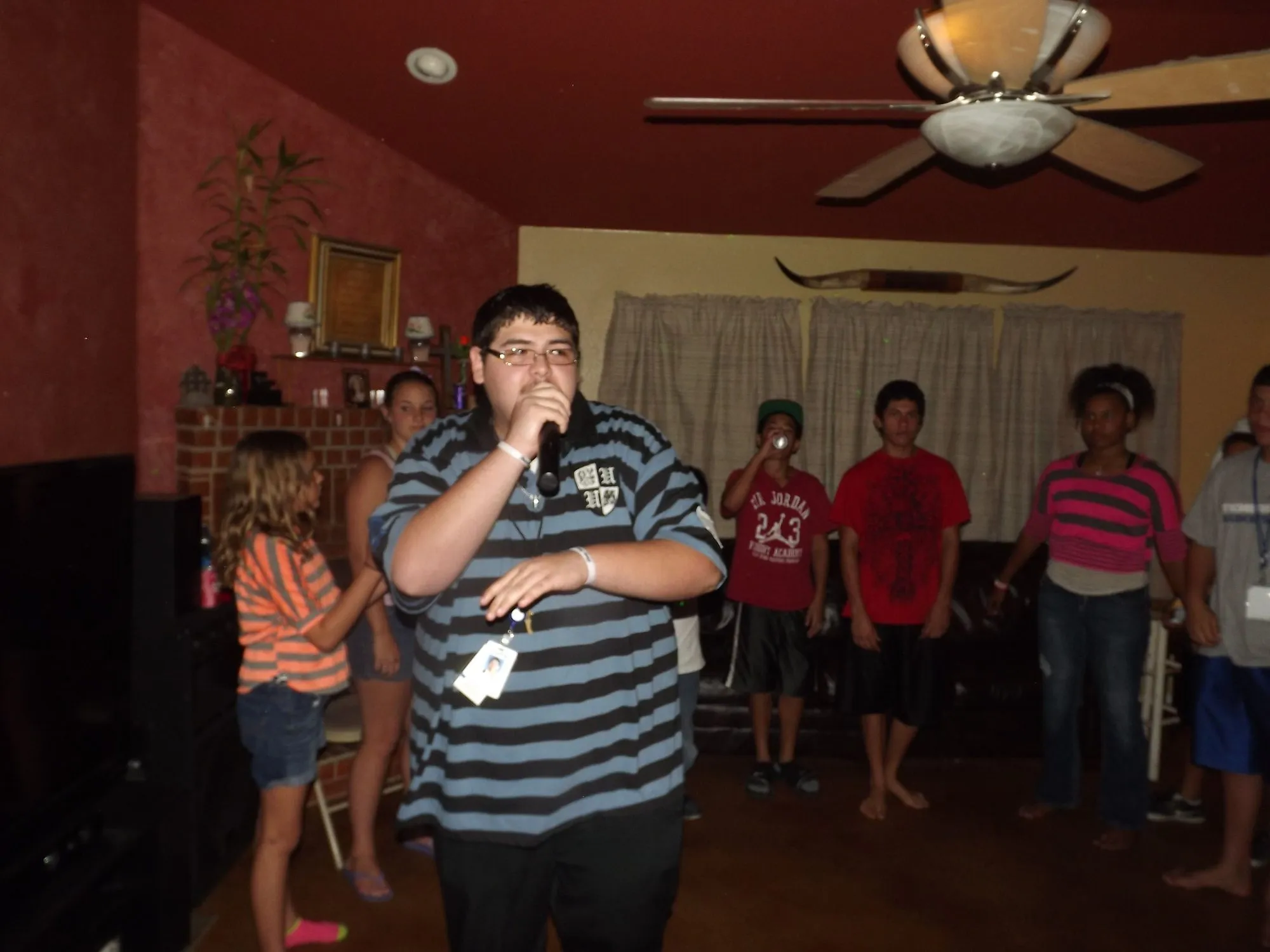 A teen speaking to the group